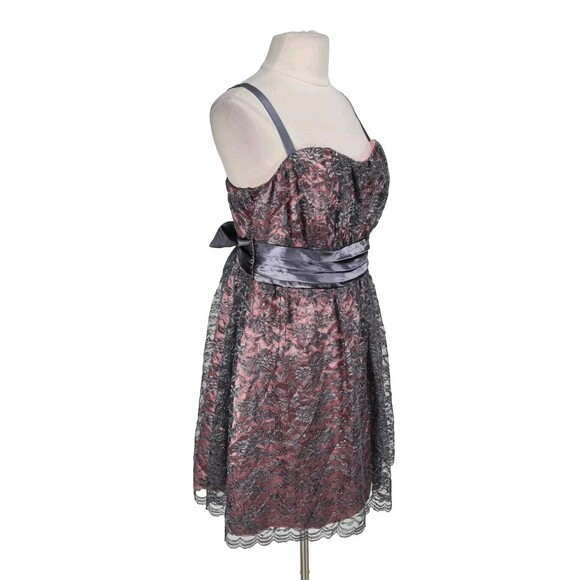 TORRID Women Gray Pink Lace Spaghetti Strap Mini Dress Plus Size 12 Zip Up 284A - Picture 2 of 6